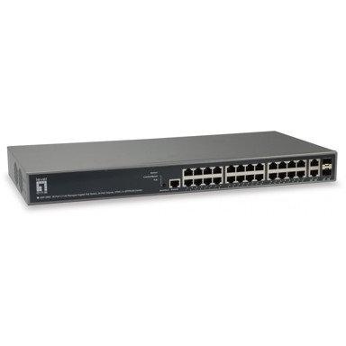 LEVELONE Mrežni preklopnik GEP-2682, 26x GE + 2x GSFP, 19", 370 W, 24x PoE